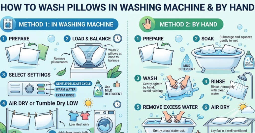 How to Wash Pillows in Washing Machine & By Hand