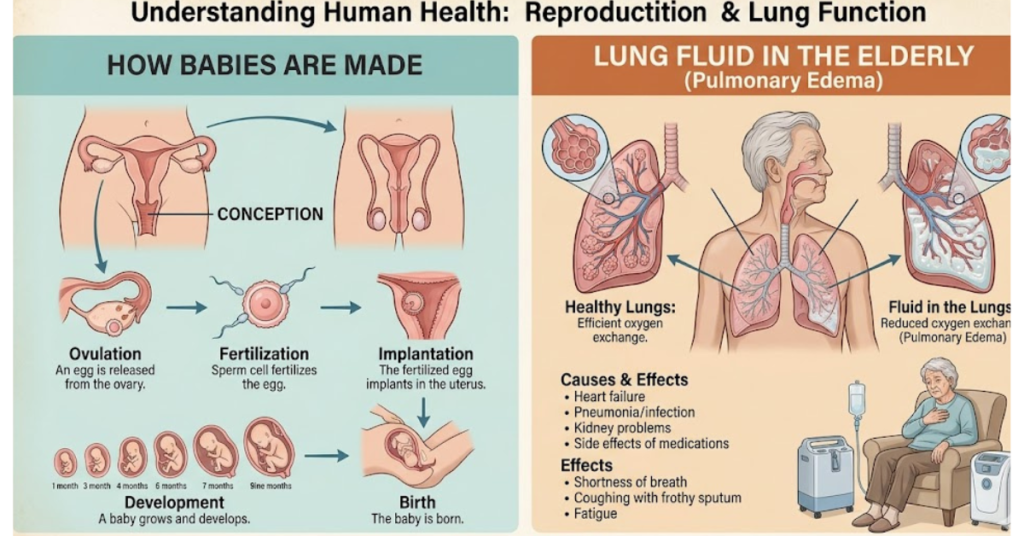 How Babies Are Made & Lung Fluid in Elderly
