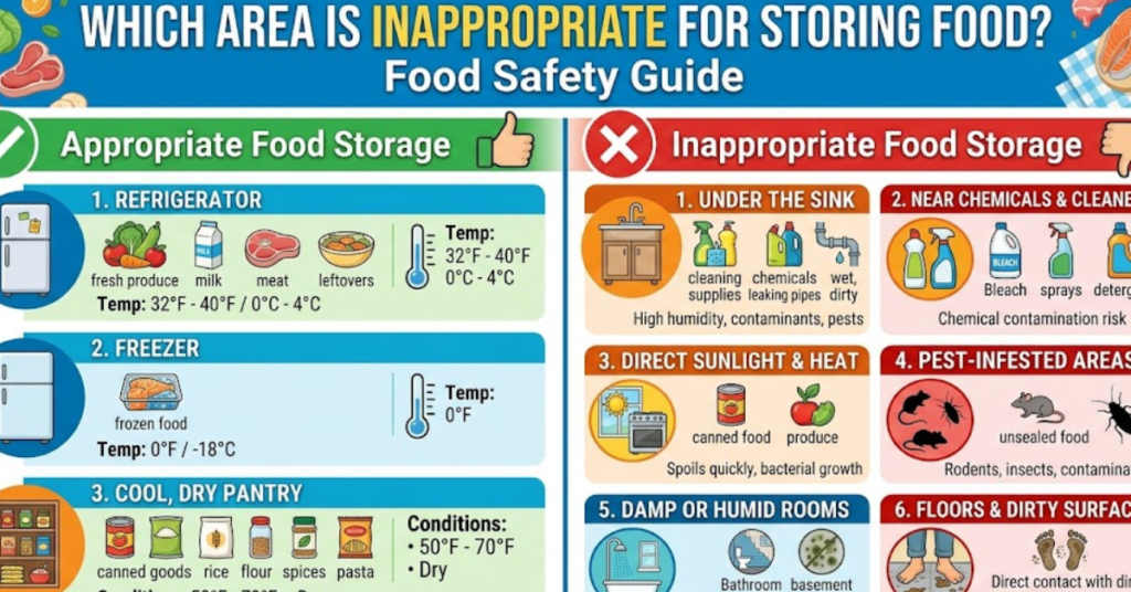 Which Area Is Inappropriate for Storing Food? Food Safety Guide