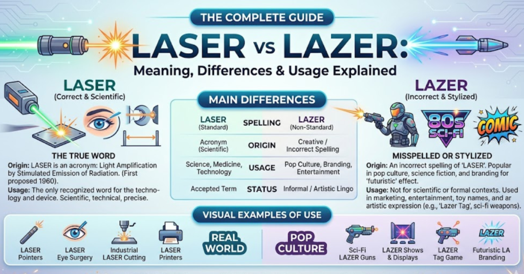 Laser vs Lazer: Meaning, Differences & Usage Explained