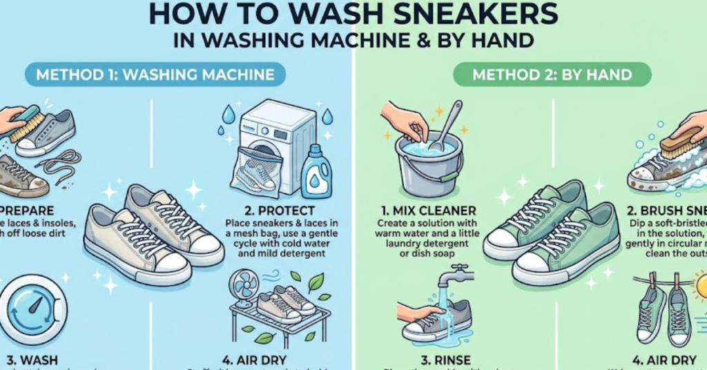 How to Wash Sneakers in Washing Machine & By Hand