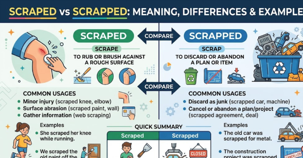 Scraped vs Scrapped Meaning, Differences & Examples