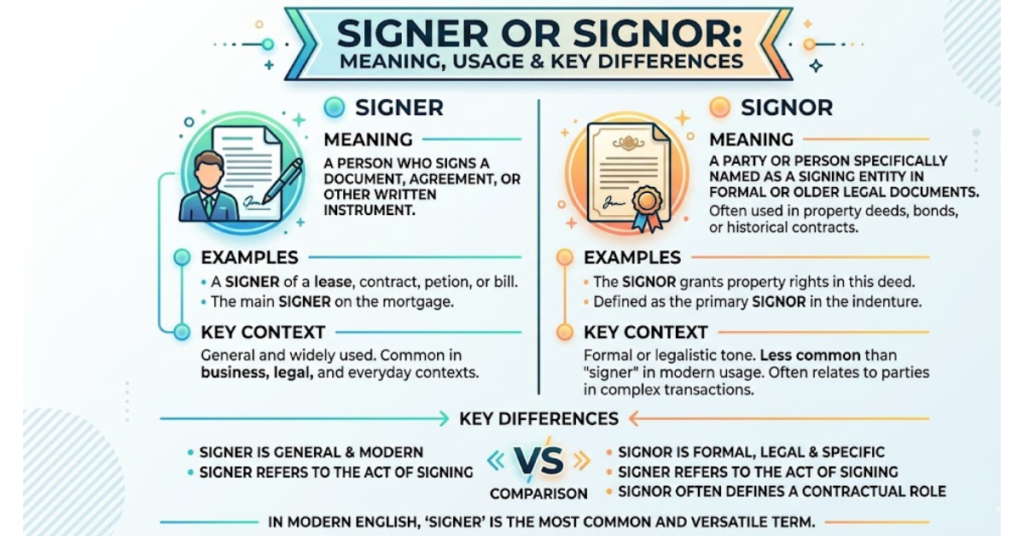 Signer or Signor: Meaning, Usage & Key Differences